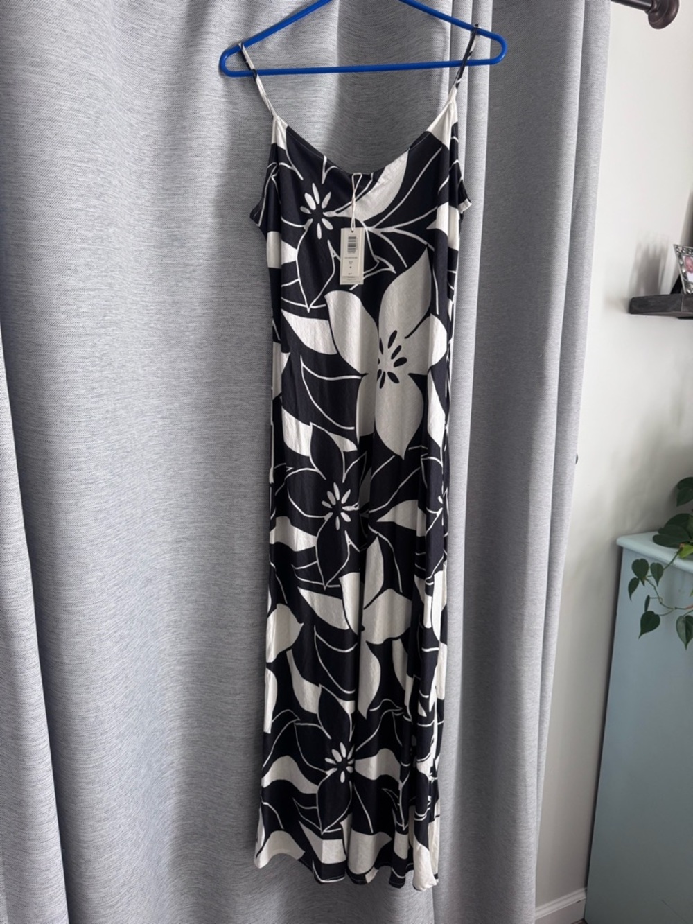 Z Supply Black and White Floral Maxi Slip Dress